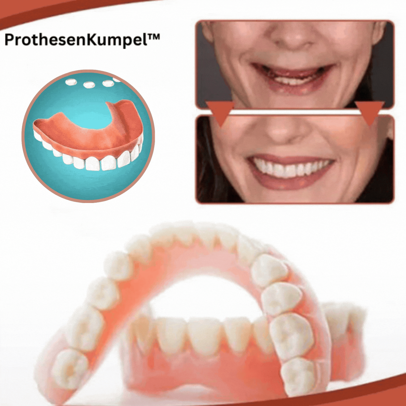 Prothèses dentaires souples en silicone, kit haut et bas