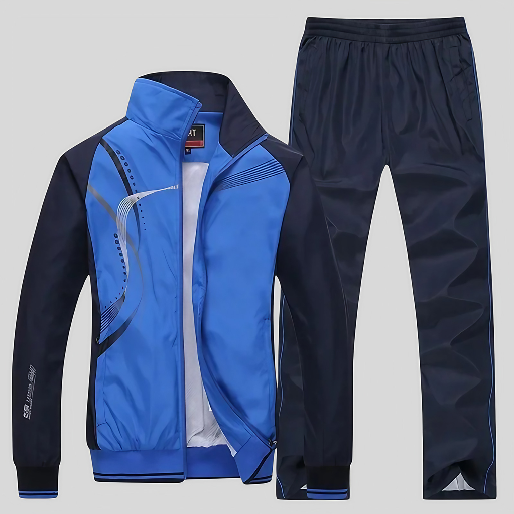 Survêtement homme veste zippée et jogging, du L au 5XL, bleu