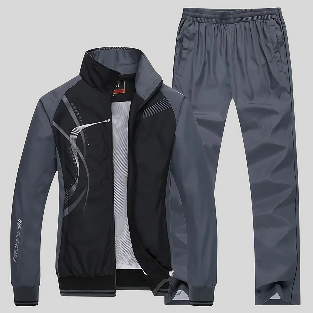 Survêtement homme veste zippée et jogging, du L au 5XL, noir