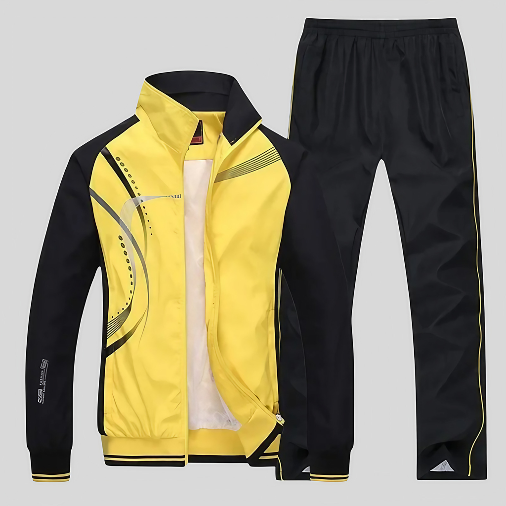 Survêtement homme veste zippée et jogging, du L au 5XL, jaune