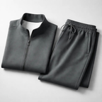 Survêtement homme veste zippée col montant, pantalon droit, gris