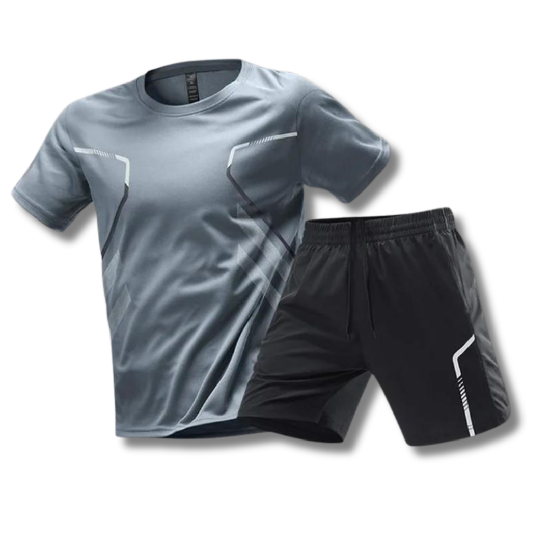Ensemble de sport homme t-shirt et short, tennis et padel, gris foncé