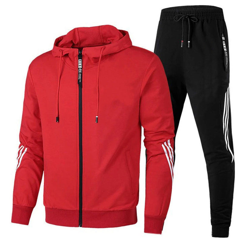Survêtement homme deux pièces pour le sport et la détente, six coloris, rouge