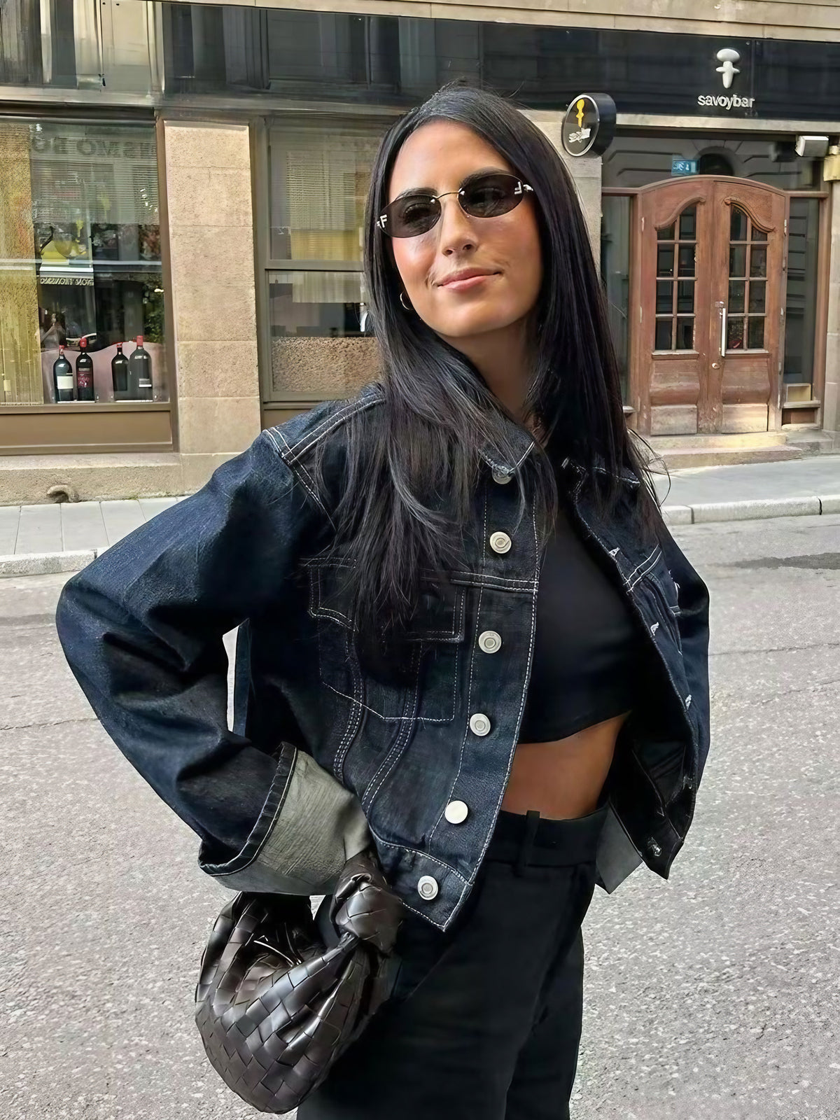 Ensemble en denim femme, deux pièces bleu foncé, du XS au L