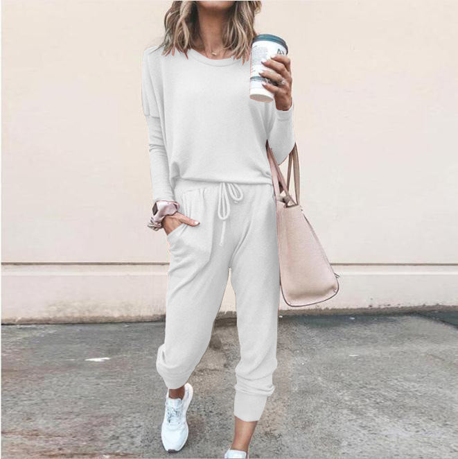 Ensemble femme deux pièces, pull et pantalon à cordon, couleur 6