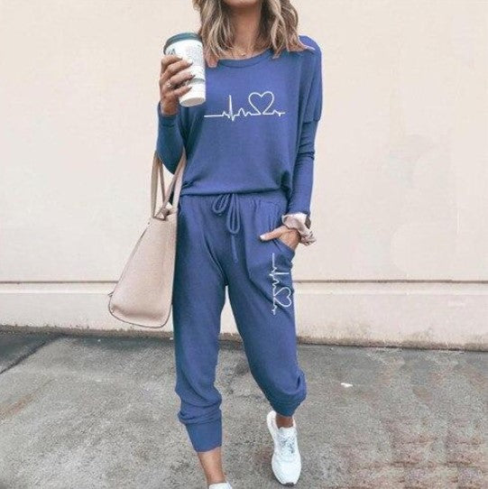Ensemble femme deux pièces, pull et pantalon à cordon, couleur 17
