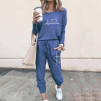 Ensemble femme deux pièces, pull et pantalon à cordon, couleur 17