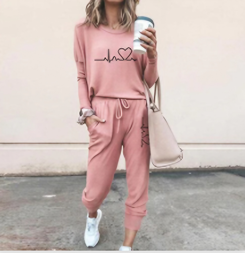 Ensemble femme deux pièces, pull et pantalon à cordon, couleur 19