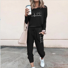 Ensemble femme deux pièces, pull et pantalon à cordon, couleur 1