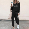 Ensemble femme deux pièces, pull et pantalon à cordon, couleur 1
