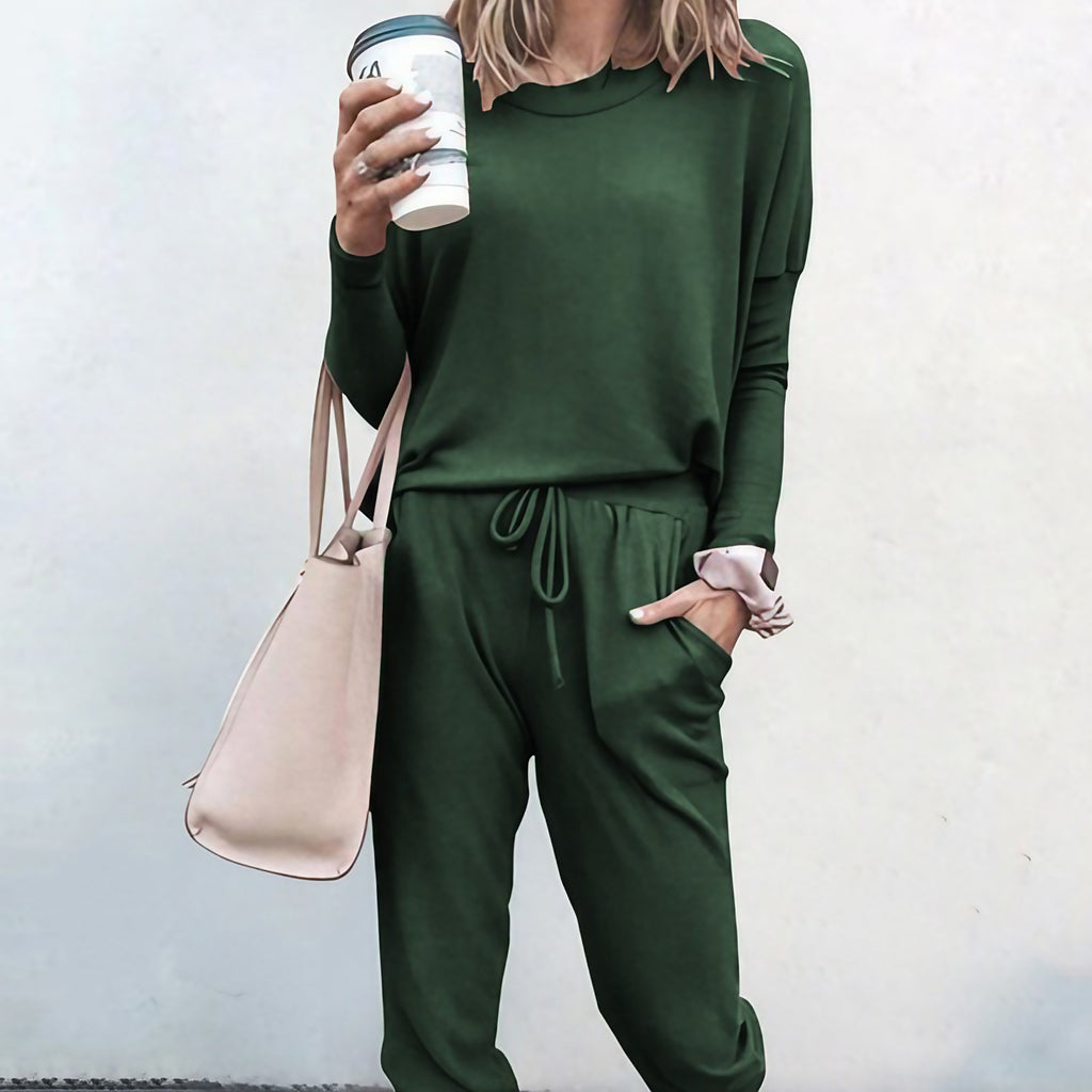 Ensemble femme deux pièces, pull et pantalon à cordon, couleur 14