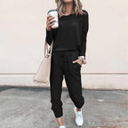 Ensemble femme deux pièces, pull et pantalon à cordon, couleur 5