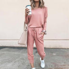 Ensemble femme deux pièces, pull et pantalon à cordon, couleur 2