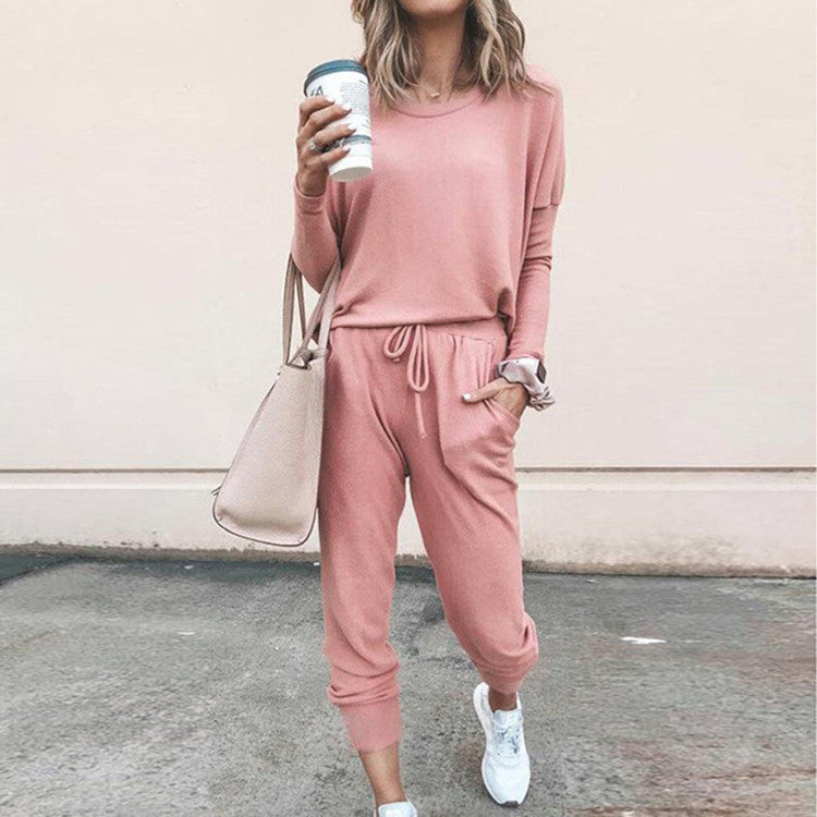 Ensemble femme deux pièces, pull et pantalon à cordon, couleur 2