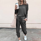 Ensemble femme deux pièces, pull et pantalon à cordon, couleur 4