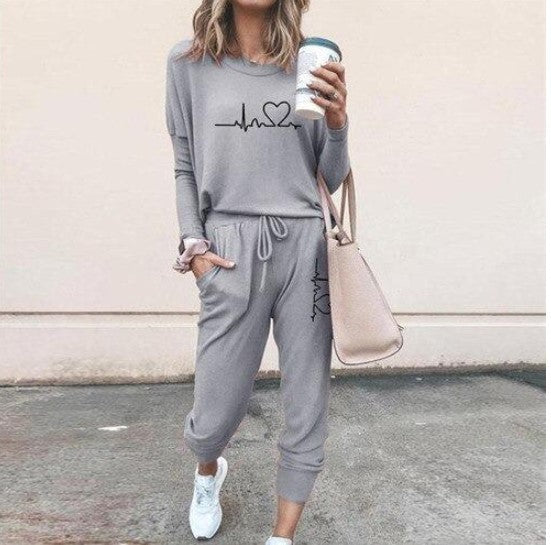 Ensemble femme deux pièces, pull et pantalon à cordon, couleur 16