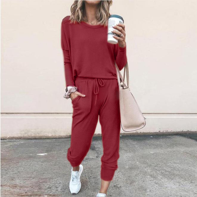 Ensemble femme deux pièces, pull et pantalon à cordon, couleur 8