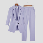 Ensemble tailleur pantalon femme, blazer à manches 3/4