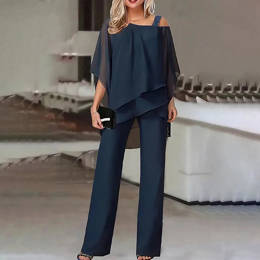 Ensemble femme à haut manches chauve-souris, cinq coloris, bleu foncé
