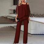 Ensemble femme à haut manches chauve-souris, cinq coloris, rouge