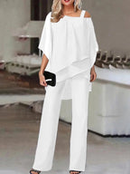 Ensemble femme à haut manches chauve-souris, cinq coloris, blanc