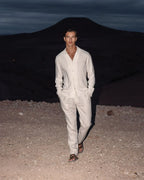 Ensemble d'été homme à chemise col cubain, coloris abricot