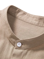 Ensemble d'été homme effet lin, chemise manches courtes et pantalon