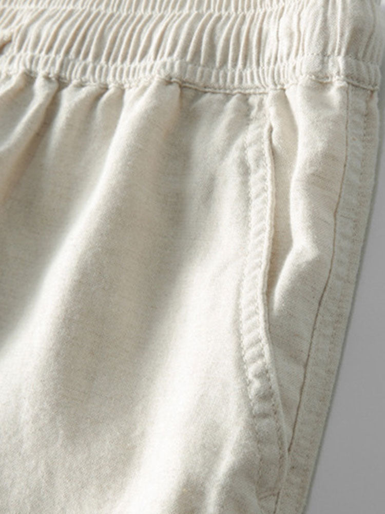 Ensemble d'été homme effet lin, chemise manches courtes et pantalon