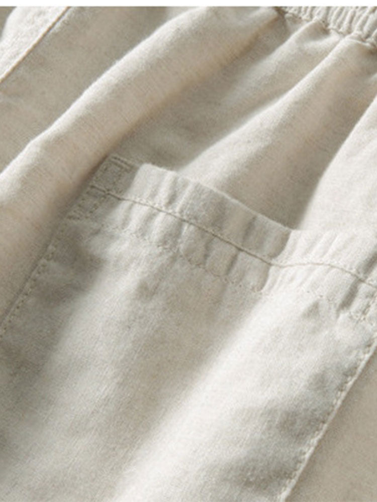 Ensemble d'été homme effet lin, chemise manches courtes et pantalon