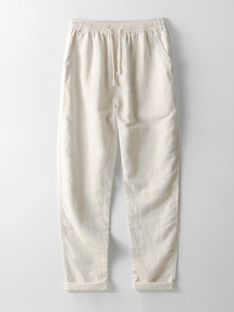 Ensemble d'été homme effet lin, chemise manches courtes et pantalon
