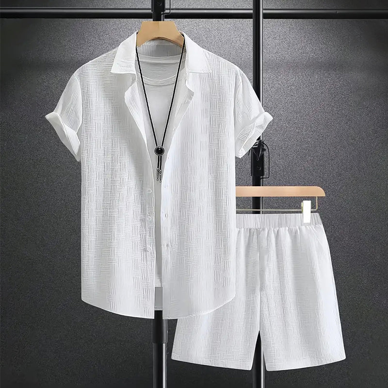 Ensemble d'été homme haut et short, tissu texturé