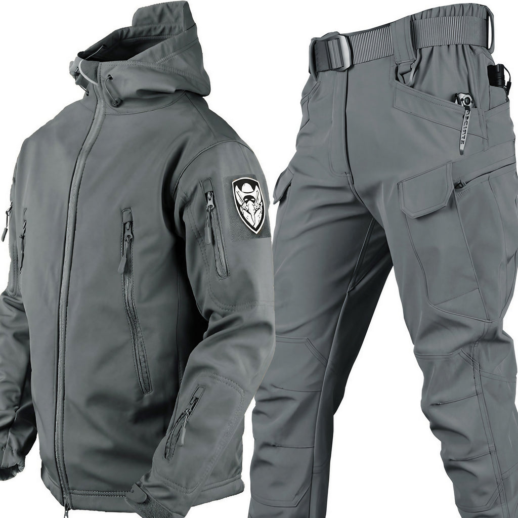 Ensemble de plein air homme coupe-vent et déperlant, doublé, gris