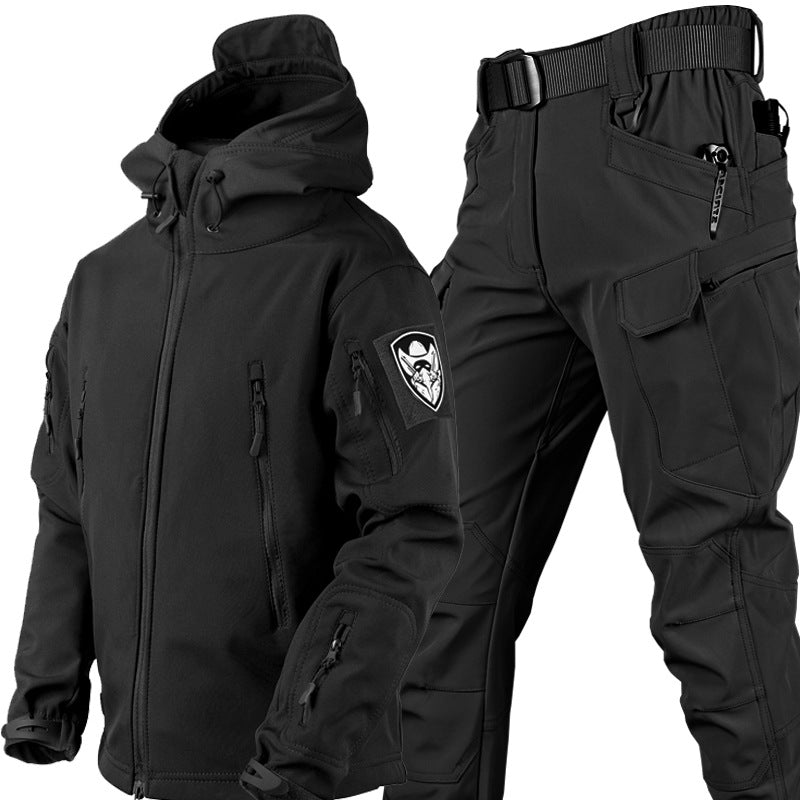 Ensemble de plein air homme coupe-vent et déperlant, doublé, noir