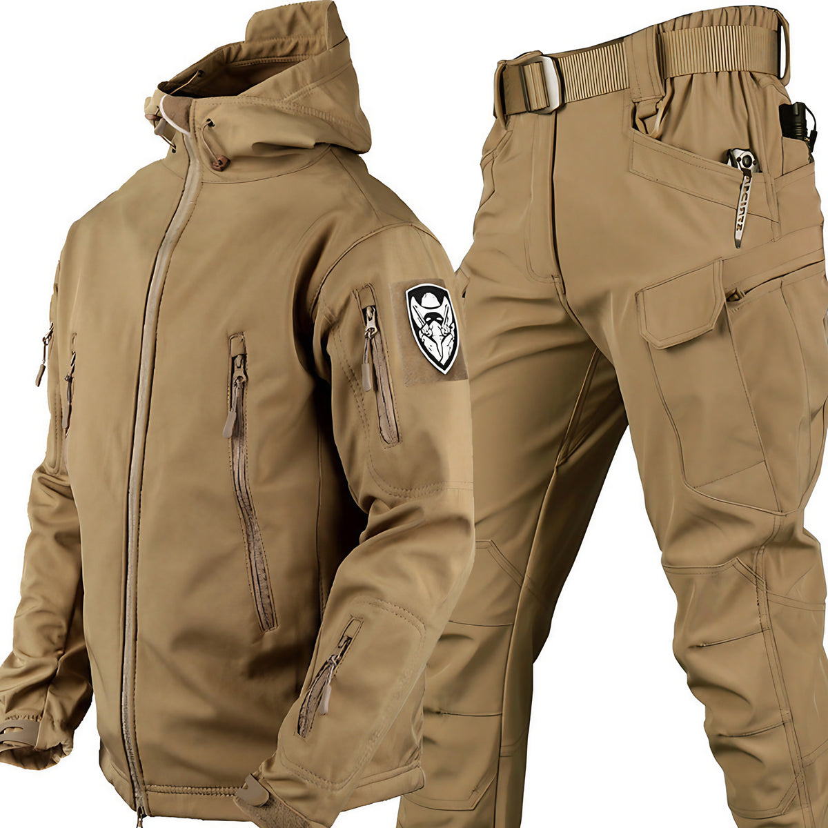 Ensemble de plein air homme coupe-vent et déperlant, doublé, marron