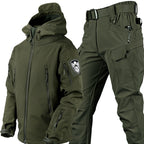Ensemble de plein air homme coupe-vent et déperlant, doublé, vert olive
