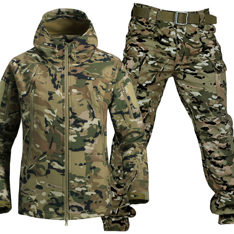 Ensemble de plein air homme coupe-vent et déperlant, doublé, camouflage cp
