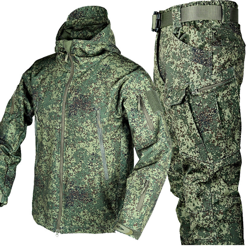 Ensemble de plein air homme coupe-vent et déperlant, doublé, camouflage russe
