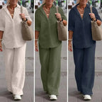 Ensemble d'été femme, chemise manches courtes et pantalon large