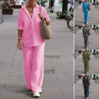Ensemble d'été femme, chemise manches courtes et pantalon large