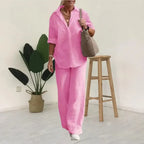 Ensemble d'été femme, chemise manches courtes et pantalon large