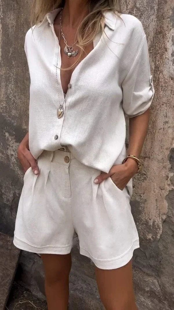 Ensemble chemise et short femme, coupe ample, du S au 5XL