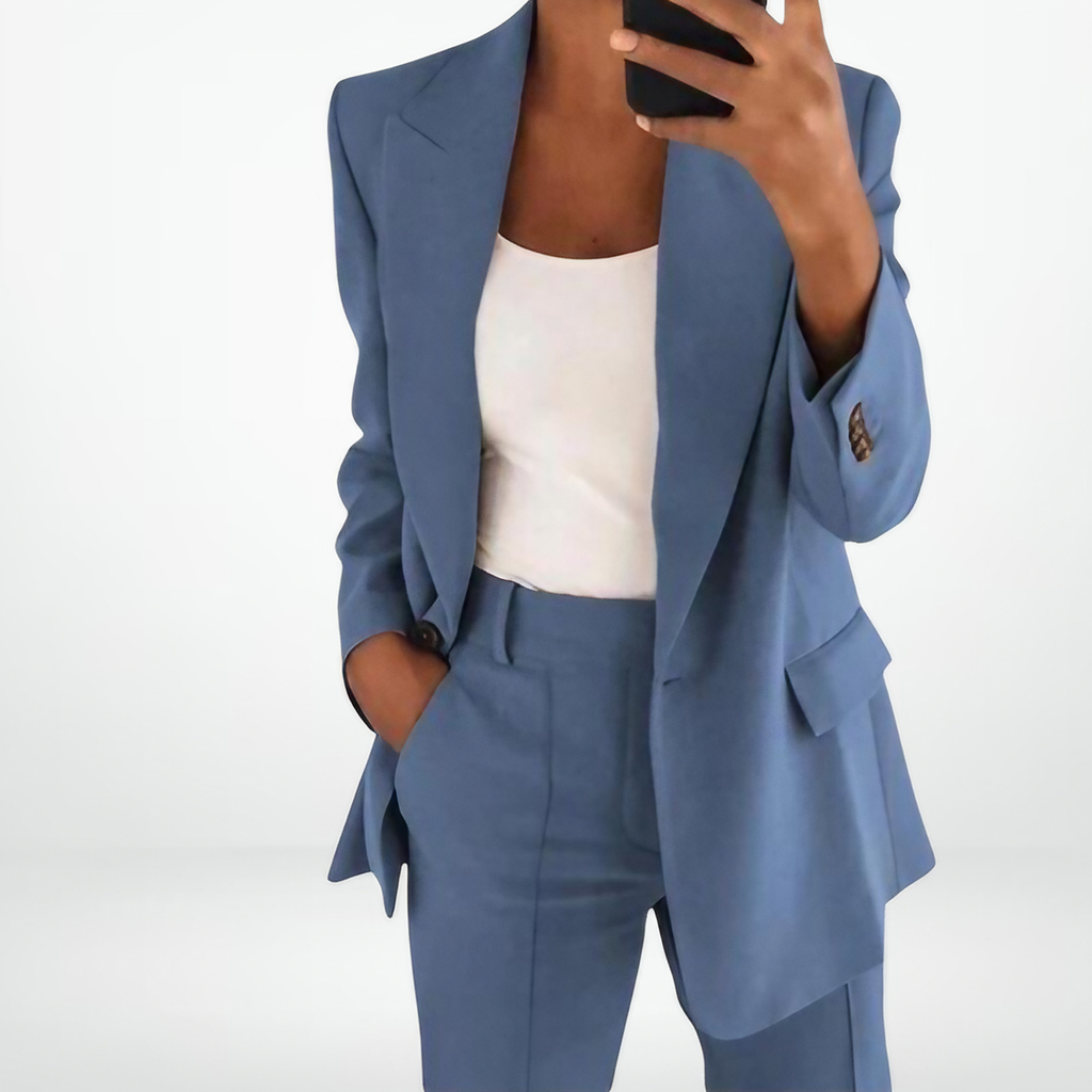 Ensemble tailleur pantalon femme, veste et pantalon, du S au 5XL, bleu