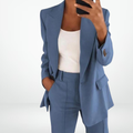 Ensemble tailleur pantalon femme, veste et pantalon, du S au 5XL, bleu