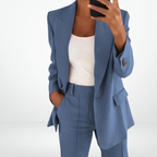 Ensemble tailleur pantalon femme, veste et pantalon, du S au 5XL, bleu