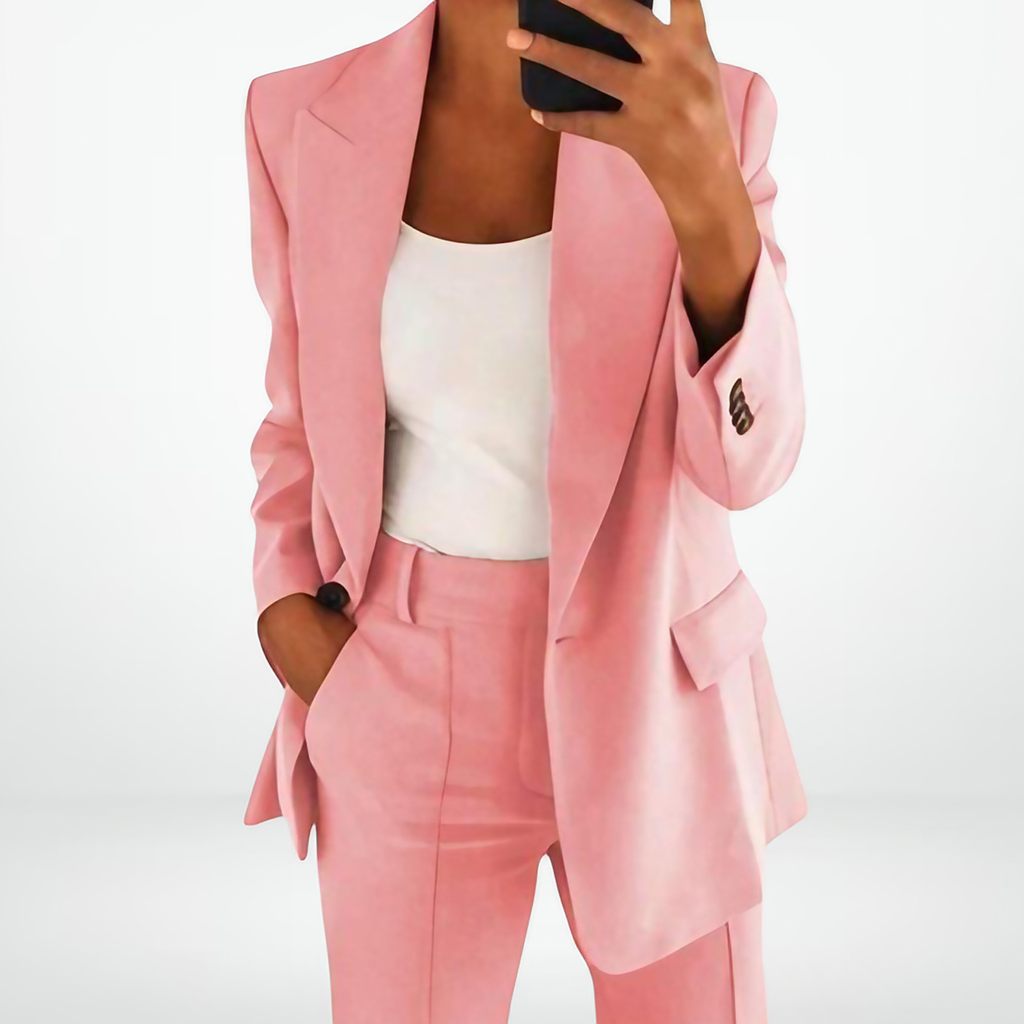 Ensemble tailleur pantalon femme, veste et pantalon, du S au 5XL, rose
