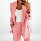 Ensemble tailleur pantalon femme, veste et pantalon, du S au 5XL, rose