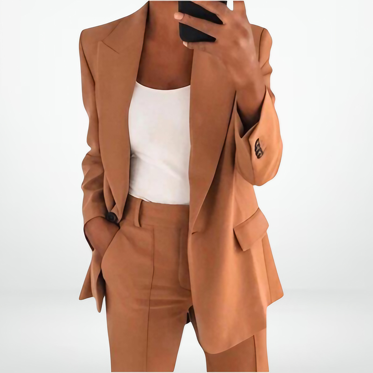 Ensemble tailleur pantalon femme, veste et pantalon, du S au 5XL, kaki