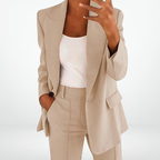 Ensemble tailleur pantalon femme, veste et pantalon, du S au 5XL, beige
