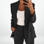 Ensemble tailleur pantalon femme, veste et pantalon, du S au 5XL, noir