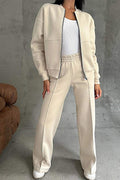 Ensemble jogging femme, sweat zippé oversize et pantalon, abricot